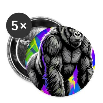 gorille - Lot de 5 grands badges (56 mm) - blanc - Devant
