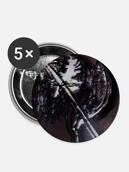 Void Guardian Dunkle Fantasy Kosmische Dämonen-Grafik - Buttons groß 56 mm (5er Pack) - Weiß