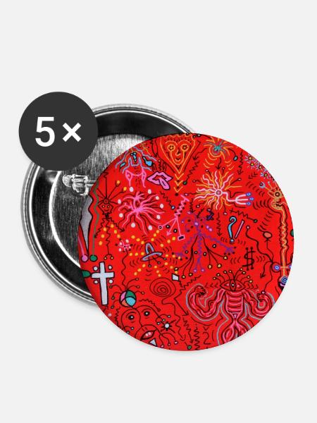 Psychedelisches Glut-Tapisserie - Buttons groß 56 mm (5er Pack) - Weiß