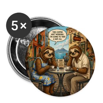 NAPoli – Coffee Ain't Working, I will take a nap - Buttons groß 56 mm (5er Pack) - Weiß - Vorne