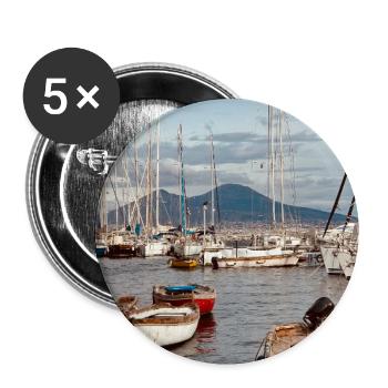 Paysage nautique du port - Lot de 5 grands badges (56 mm) - blanc - Devant