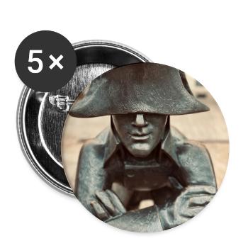 Détective au chapeau en bronze - Lot de 5 grands badges (56 mm) - blanc - Devant
