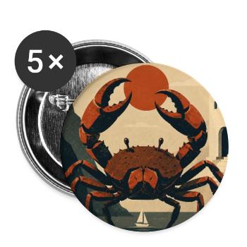 Mediterranean Crab - Buttons groß 56 mm (5er Pack) - Weiß - Vorne