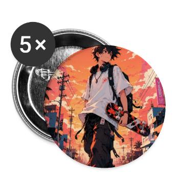 Skater im leuchtenden Sonnenuntergang - Buttons groß 56 mm (5er Pack) - Weiß - Vorne