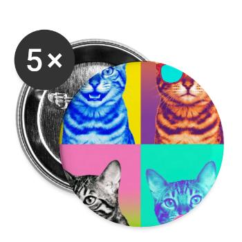 Cats Bengal Cat - Buttons large 2.2''/56 mm (5-pack) - white - Front