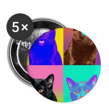 Cats Bombay Cat - Lot de 5 grands badges (56 mm) - blanc - Devant