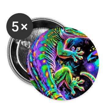 Gecko - Lot de 5 grands badges (56 mm) - blanc - Devant