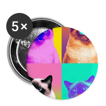 Katzen Himalaya Katze - Buttons groß 56 mm (5er Pack) - Weiß - Vorne