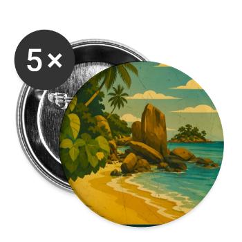 Seychelles - Lot de 5 grands badges (56 mm) - blanc - Devant