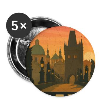 Prag Karlsbrücke - Buttons groß 56 mm (5er Pack) - Weiß - Vorne