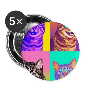 Katzen Manx Katze - Buttons groß 56 mm (5er Pack) - Weiß - Vorne