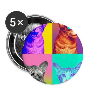 Katzen Orientalisch Kurzhaar Katze - Buttons groß 56 mm (5er Pack) - Weiß - Vorne