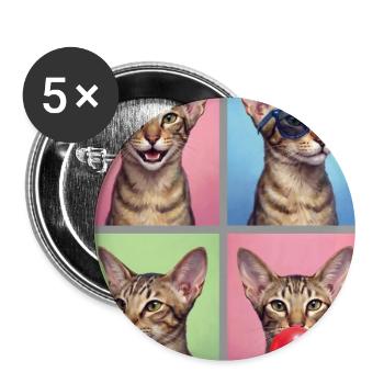 Katzen Orientalisch Kurzhaar Katze - Buttons groß 56 mm (5er Pack) - Weiß - Vorne