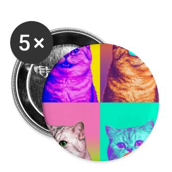 Katzen Perser Katze - Buttons groß 56 mm (5er Pack) - Weiß - Vorne