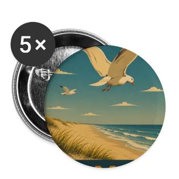 Texel Möwe - Buttons groß 56 mm (5er Pack) - Weiß - Vorne