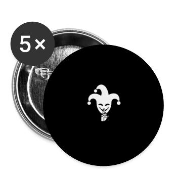 Harlekin Joker Silhouette - Buttons groß 56 mm (5er Pack) - Weiß - Vorne
