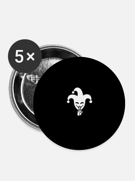 Harlekin Joker Silhouette - Buttons groß 56 mm (5er Pack) - Weiß
