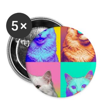 Katzen Türkisch Angora Katze - Buttons groß 56 mm (5er Pack) - Weiß - Vorne