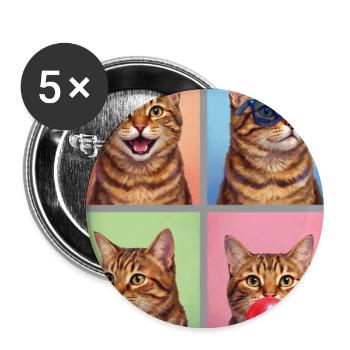 Katzen Orange Tabby Katze - Buttons groß 56 mm (5er Pack) - Weiß - Vorne