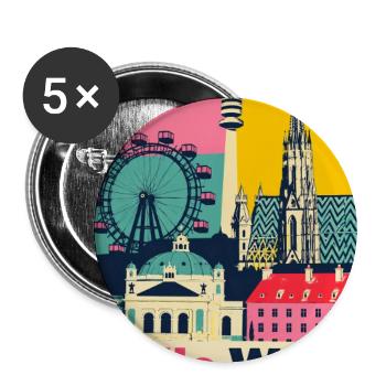 Wien-Vienna-Unfreundlich-Freundlichkeit - Buttons groß 56 mm (5er Pack) - Weiß - Vorne