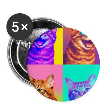 Katzen orange Tabby Katze - Buttons groß 56 mm (5er Pack) - Weiß - Vorne