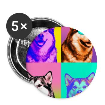 Hunde Alaskan Malamute Hund - Buttons groß 56 mm (5er Pack) - Weiß - Vorne