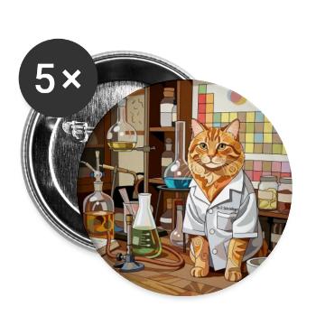 Wissenschaftliche Katze im Labor - Buttons groß 56 mm (5er Pack) - Weiß - Vorne