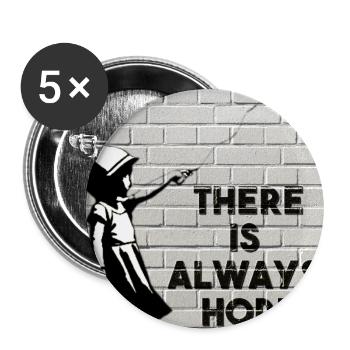 Hoffnung in der Wand: Mädchen und roter Ballon - Buttons groß 56 mm (5er Pack) - Weiß - Vorne