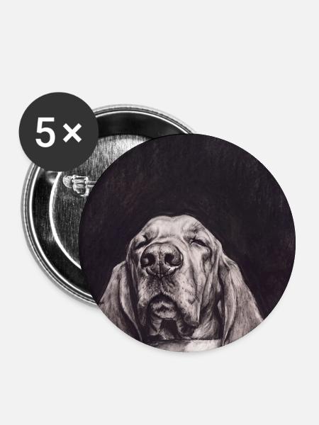Sleeping Dog - Buttons groß 56 mm (5er Pack) - Weiß