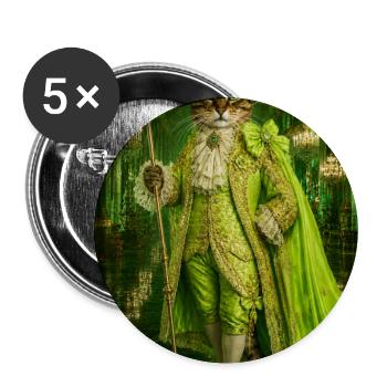Königskatze im smaragdgrünen Kleid - Buttons groß 56 mm (5er Pack) - Weiß - Vorne