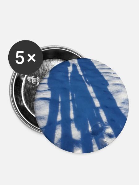 Winterschatten im Duo auf Schnee - Buttons groß 56 mm (5er Pack) - Weiß