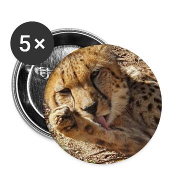 Gepard in seidigem Nap - Buttons groß 56 mm (5er Pack) - Weiß - Vorne