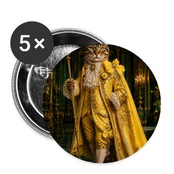 Barocke Goldene Königskatze - Buttons groß 56 mm (5er Pack) - Weiß - Vorne