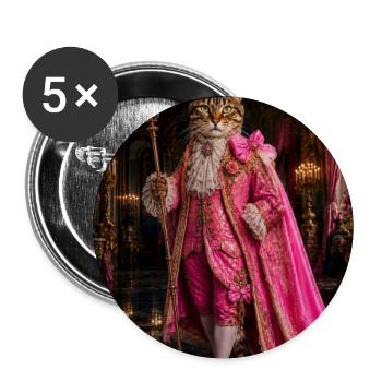 Königskatze im Rokoko-rosa Kostüm - Buttons groß 56 mm (5er Pack) - Weiß - Vorne