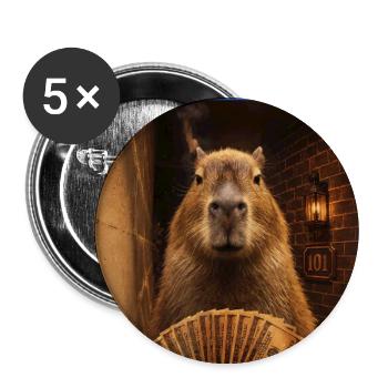 Capybara an deiner Haustür - Buttons groß 56 mm (5er Pack) - Weiß - Vorne
