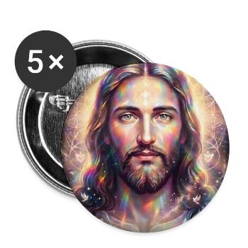 Jesus Christus Ich segne Dich - Buttons groß 56 mm (5er Pack) - Weiß - Vorne