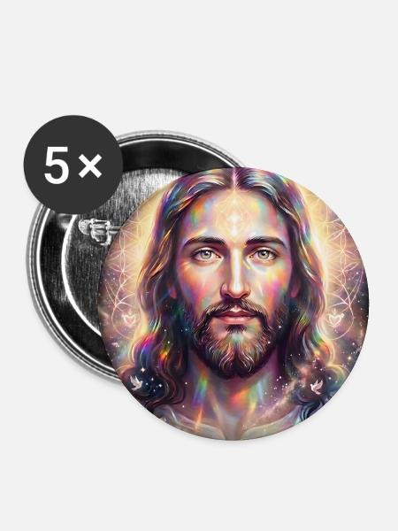 Jesus Christus Ich segne Dich - Buttons groß 56 mm (5er Pack) - Weiß