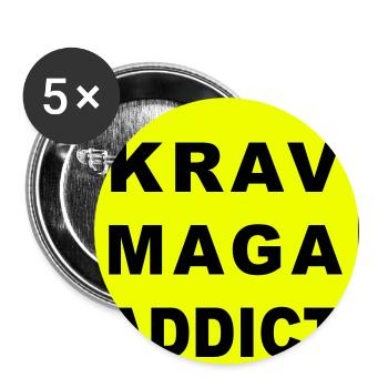Warnung Krav Maga Süchtiger - Buttons groß 56 mm (5er Pack) - Weiß - Vorne