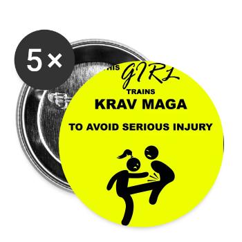 Warnung! Dieses Mädchen macht Krav Maga - Buttons groß 56 mm (5er Pack) - Weiß - Vorne