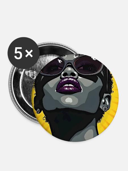Schwarze Frau Pop Art Design - Buttons groß 56 mm (5er Pack) - Weiß