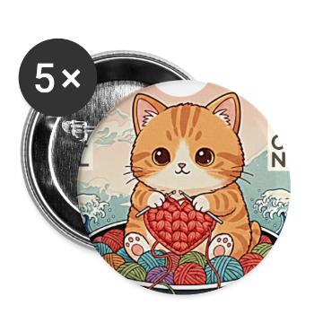 Crochet Passion Kawaii - Lot de 5 grands badges (56 mm) - blanc - Devant