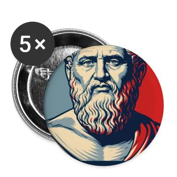 Platon-Porträt im Retro-Design - Buttons groß 56 mm (5er Pack) - Weiß - Vorne