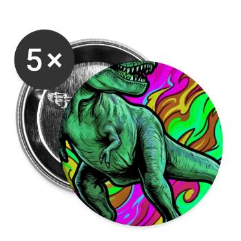 dinosaure - Lot de 5 grands badges (56 mm) - blanc - Devant
