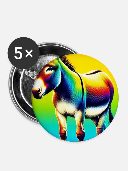 Esel-Maultier - Buttons groß 56 mm (5er Pack) - Weiß