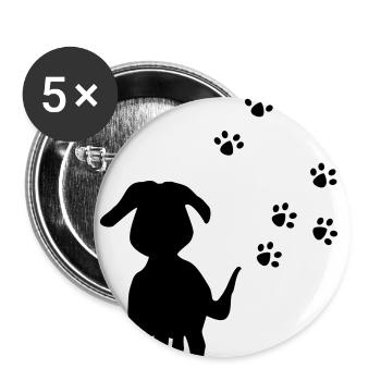 Paw Tracks: Dog Silhouette - Buttons large 2.2''/56 mm (5-pack) - white - Front