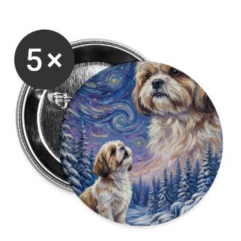 Hurlant à la Lune Mème Chien Shih Tzu - Lot de 5 grands badges (56 mm) - blanc - Devant