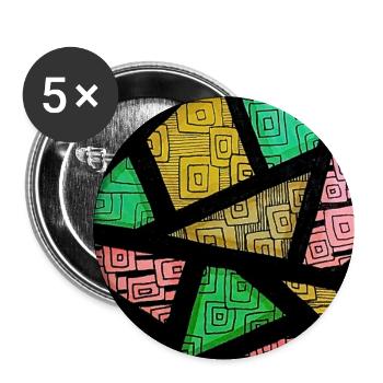 Grafische Trikolore Zen-Kunst - Buttons groß 56 mm (5er Pack) - Weiß - Vorne