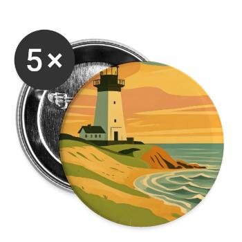 Pellworm Leuchtturm - Buttons groß 56 mm (5er Pack) - Weiß - Vorne