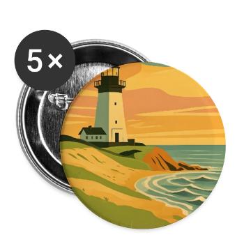 Texel Leuchtturm - Buttons groß 56 mm (5er Pack) - Weiß - Vorne