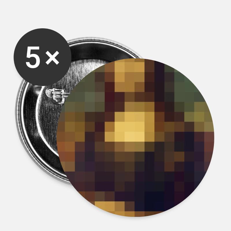 Mona Lisa 8-bit pixel painting Leonardo da Vinci - Buttons large 2.2''/56 mm (5-pack) - white